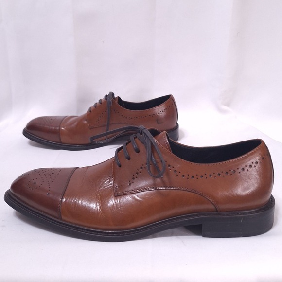 Kenneth Cole Hustle Back Leather Derby Shoes Mens 11.5M Brown Brogue‎ Toe Oxford main image 6